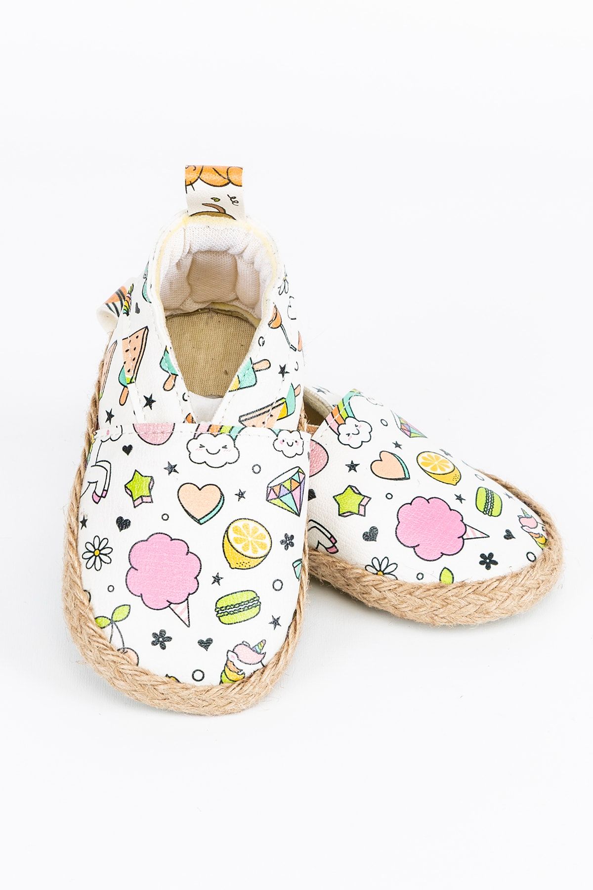Peony Pompom-Ice Cream Pattern Baby Straw Booties 2