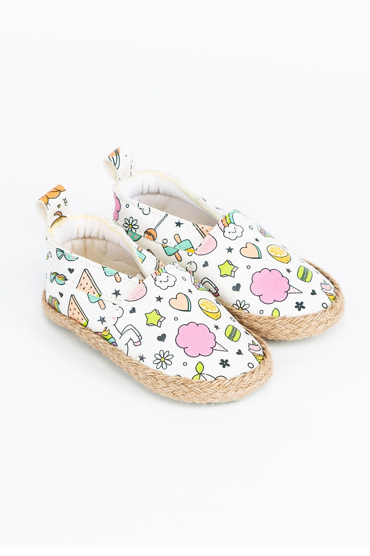 Peony Pompom-Ice Cream Pattern Baby Straw Booties 3