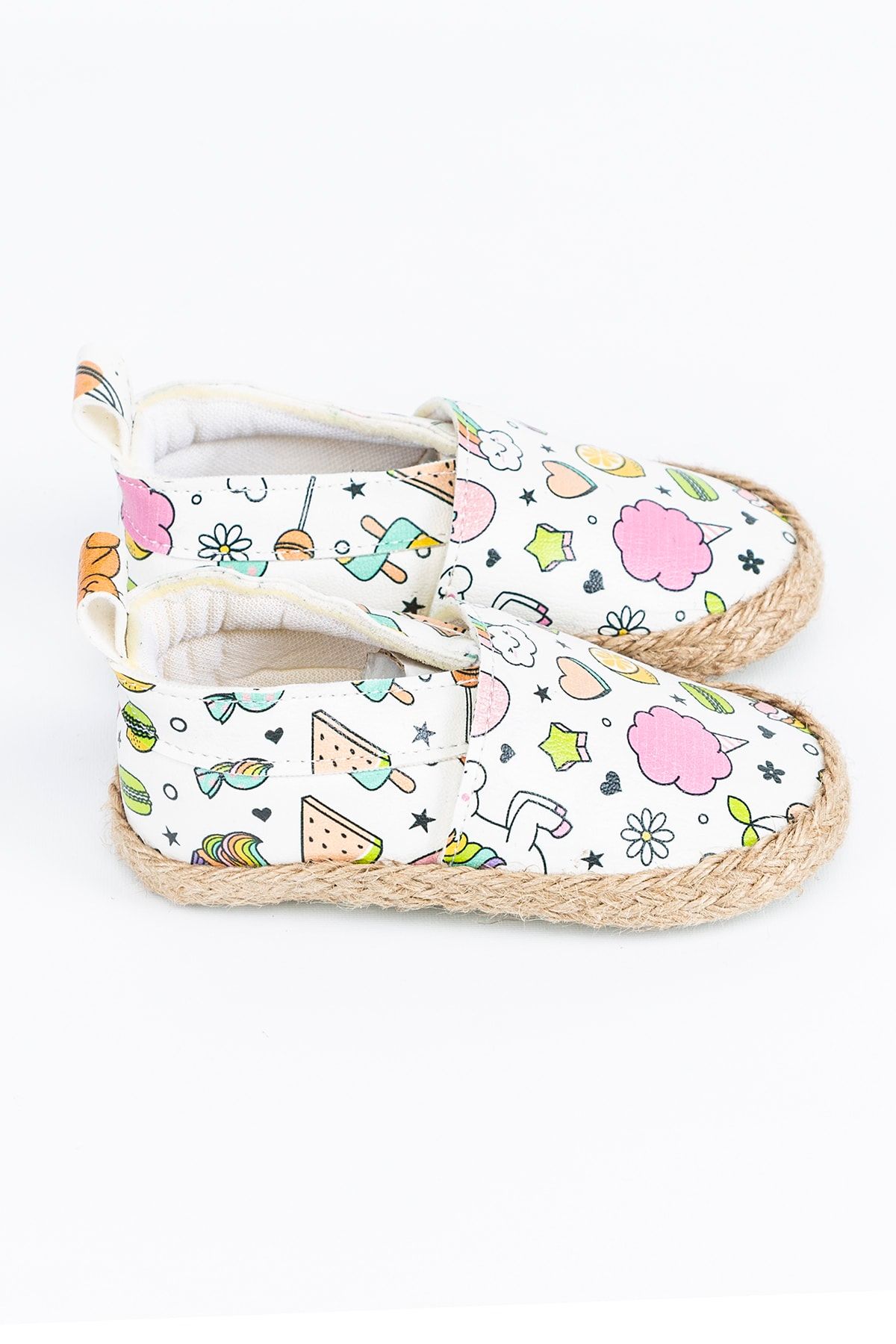 Peony Pompom-Ice Cream Pattern Baby Straw Booties 4