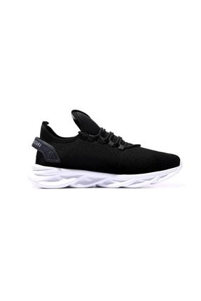 Siyah-beyaz Erkek Lastik Bağcıklı Nakış Detaylı Yüksek Taban Spor Ayakkabı-89053 T08ER-89053