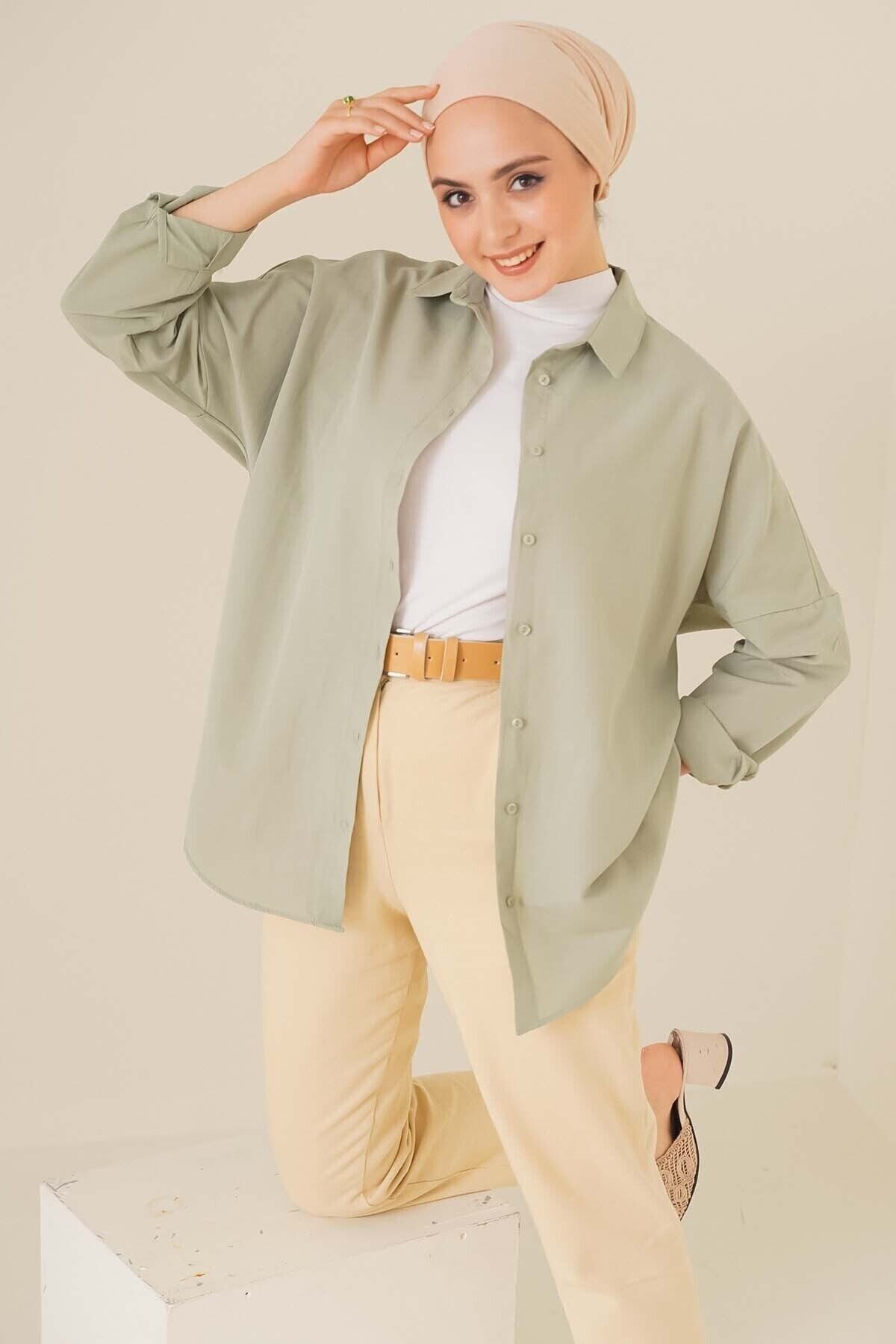 Bigdart-103901 Oversize Basic Hijab Shirt - A.khaki 2