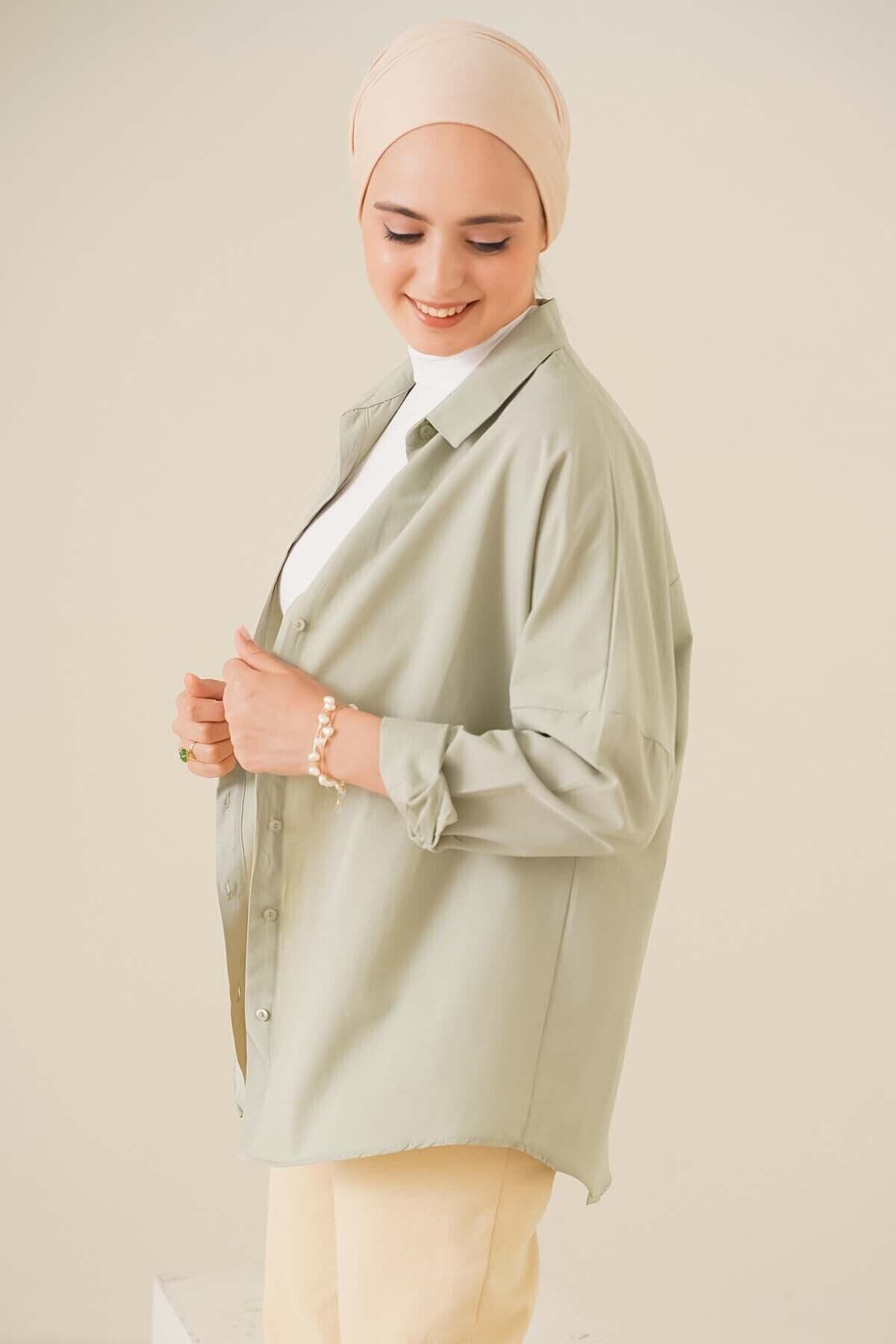 Bigdart-103901 Oversize Basic Hijab Shirt - A.khaki 3