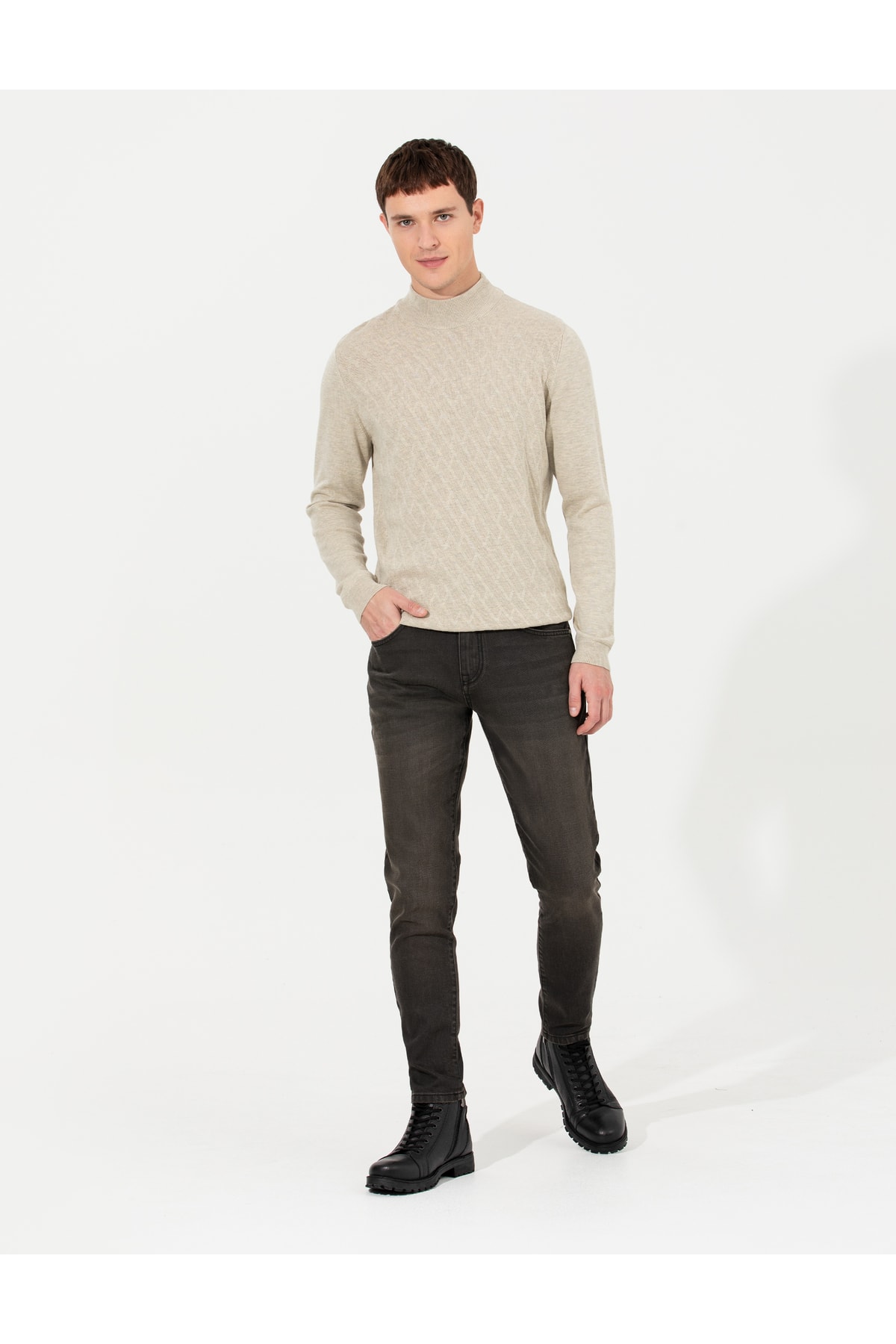 پیر کاردین شلوار مردانه اسلیم فیت آنتراسیت میوسا (کمر معمولی، پاچه معمولی)