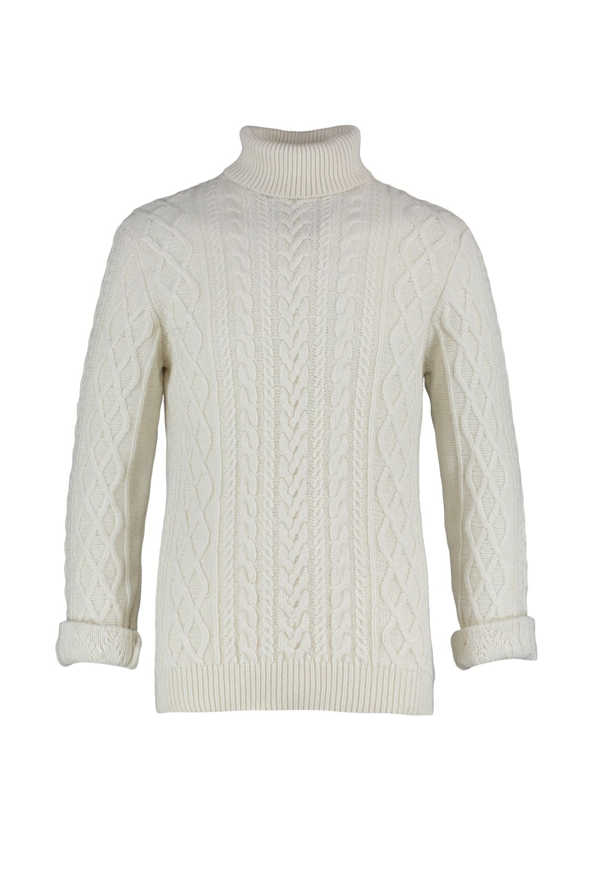 Trendyol Collection-Slim-Fit-Strickpullover mit Rollkragen – Ecru, Wolle, Haarstrickdetail TMNAW22KZ0302 5