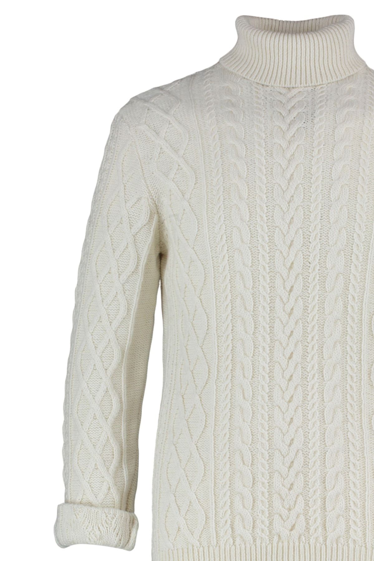 Trendyol Collection-Slim-Fit-Strickpullover mit Rollkragen – Ecru, Wolle, Haarstrickdetail TMNAW22KZ0302 6