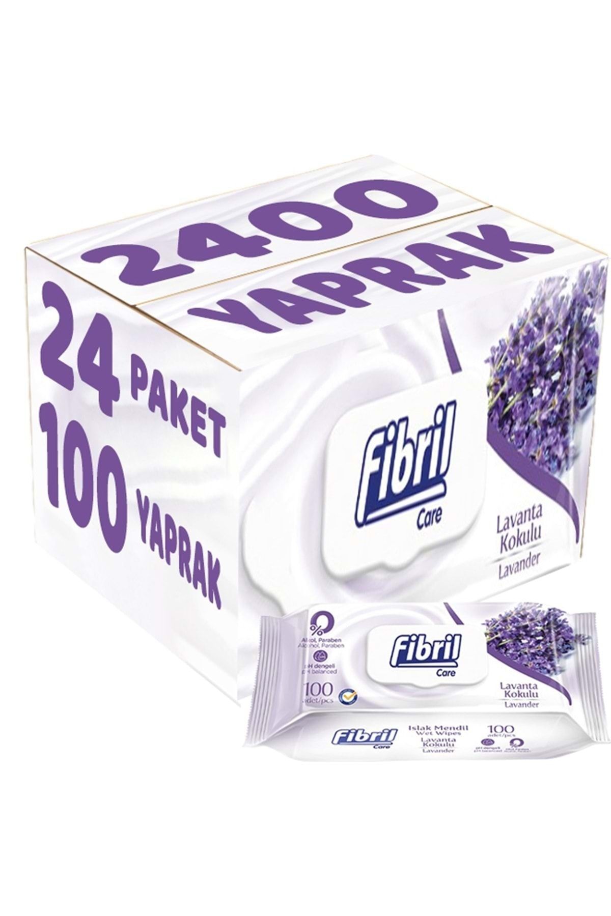 Fibril Islak Havlu Mendil 100 Yaprak Lavanta Plastik Kapaklı (24 Lü Set) 2400 Yaprak