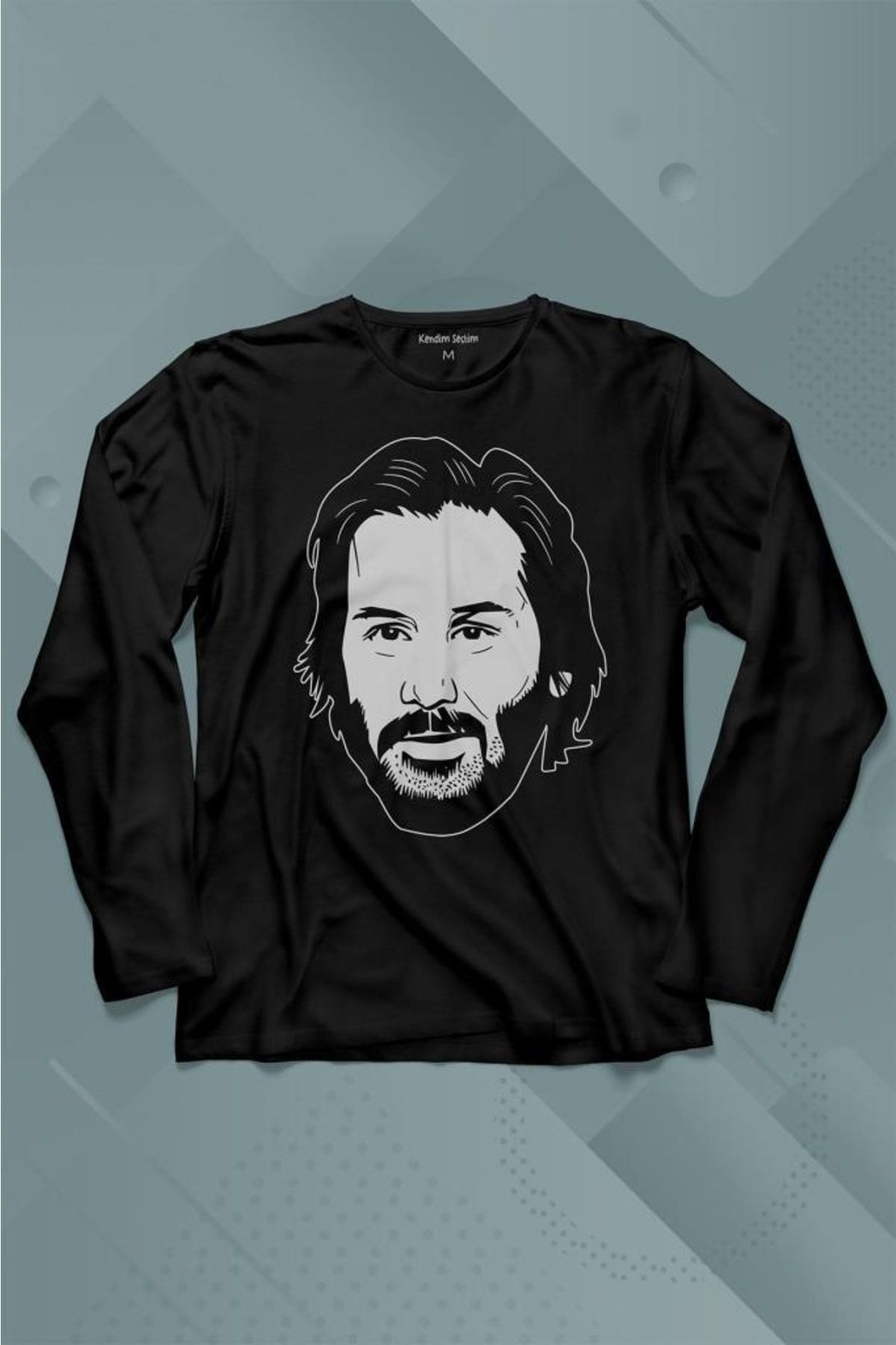 Kendim Seçtim John Wick Keanu Reeves Charles Portret Siluetă Tricou Cu Mânecă Lungă Tricou Imprimat Unisex - 5–6 years
