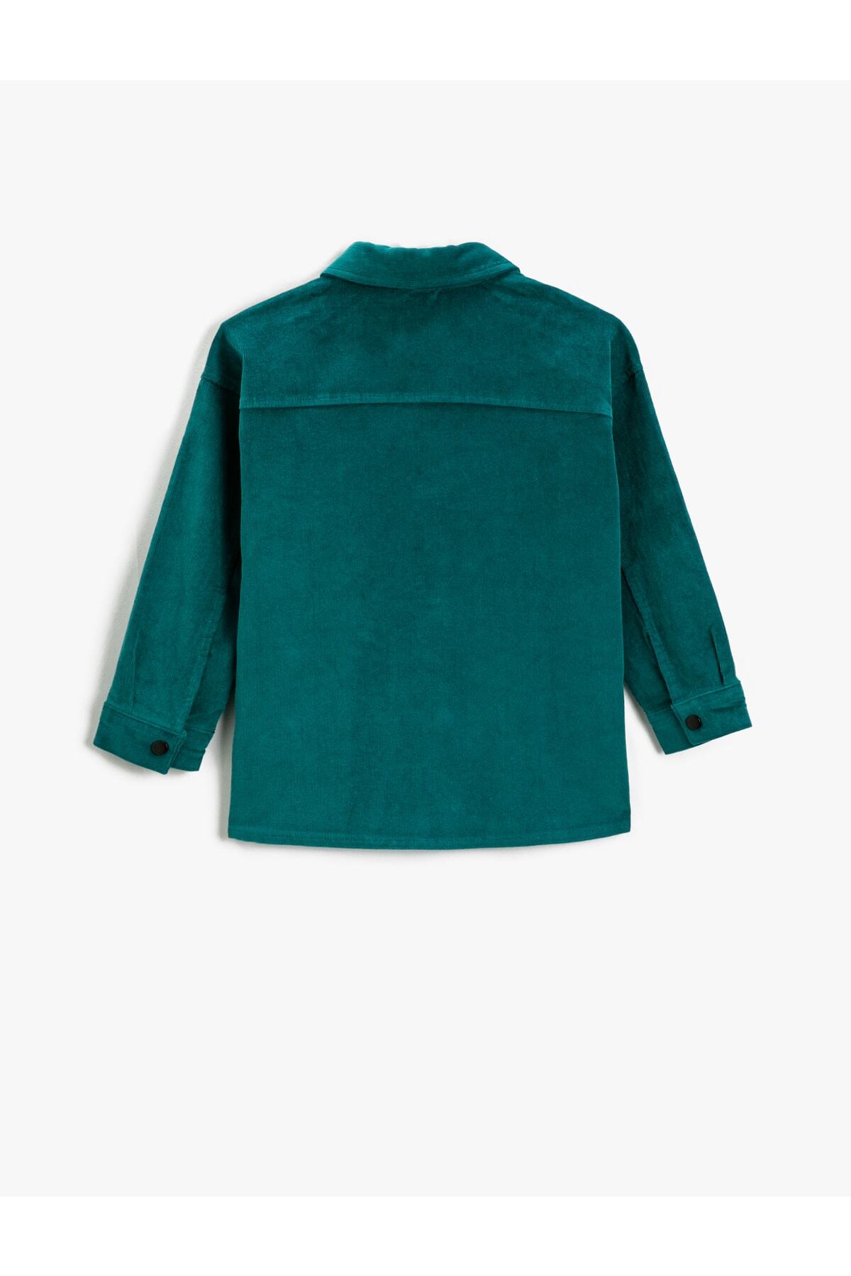 Koton-Corduroy Shirt Single Pocket Long Sleeve 2