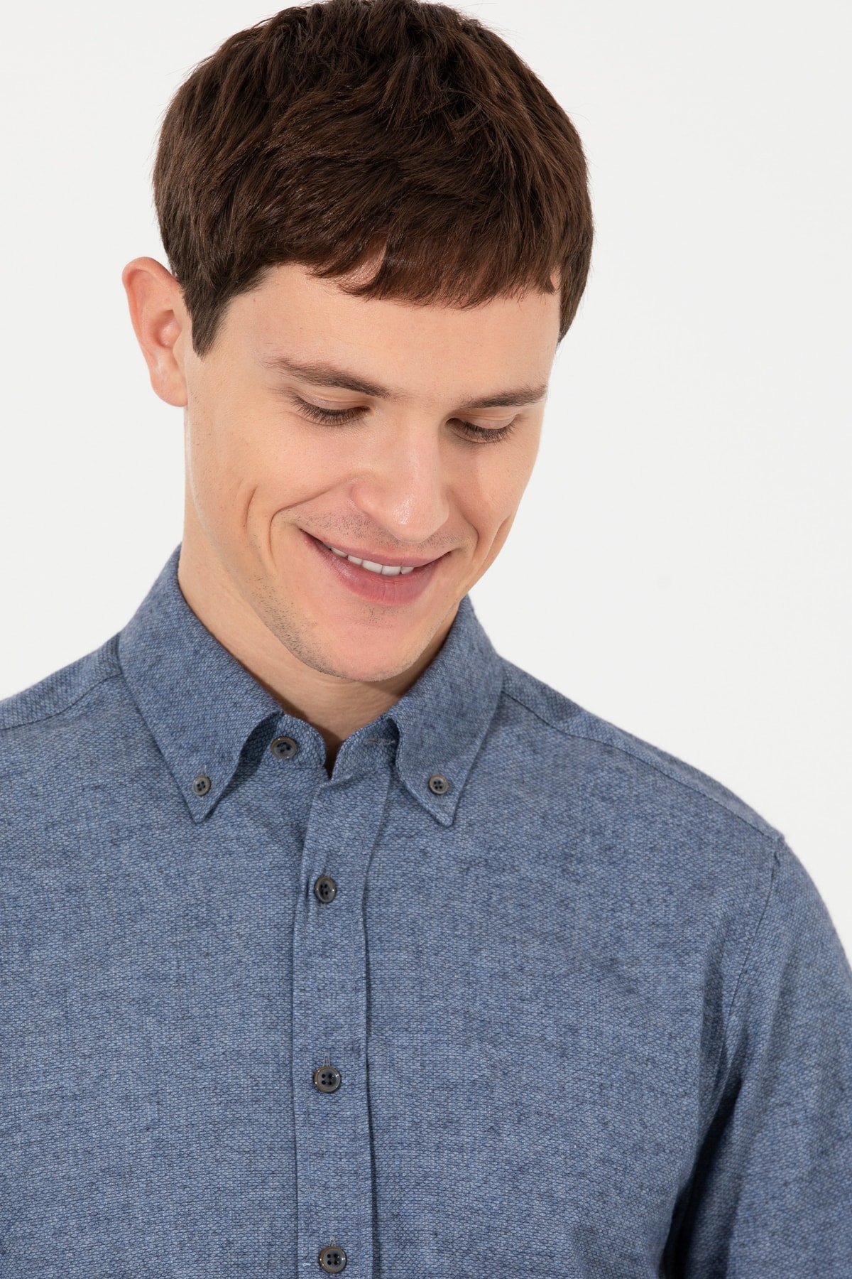 پیراهن مردانه آبی پیرکاردین | G021GL004.000.1488315 اورجینال - تصویر 3