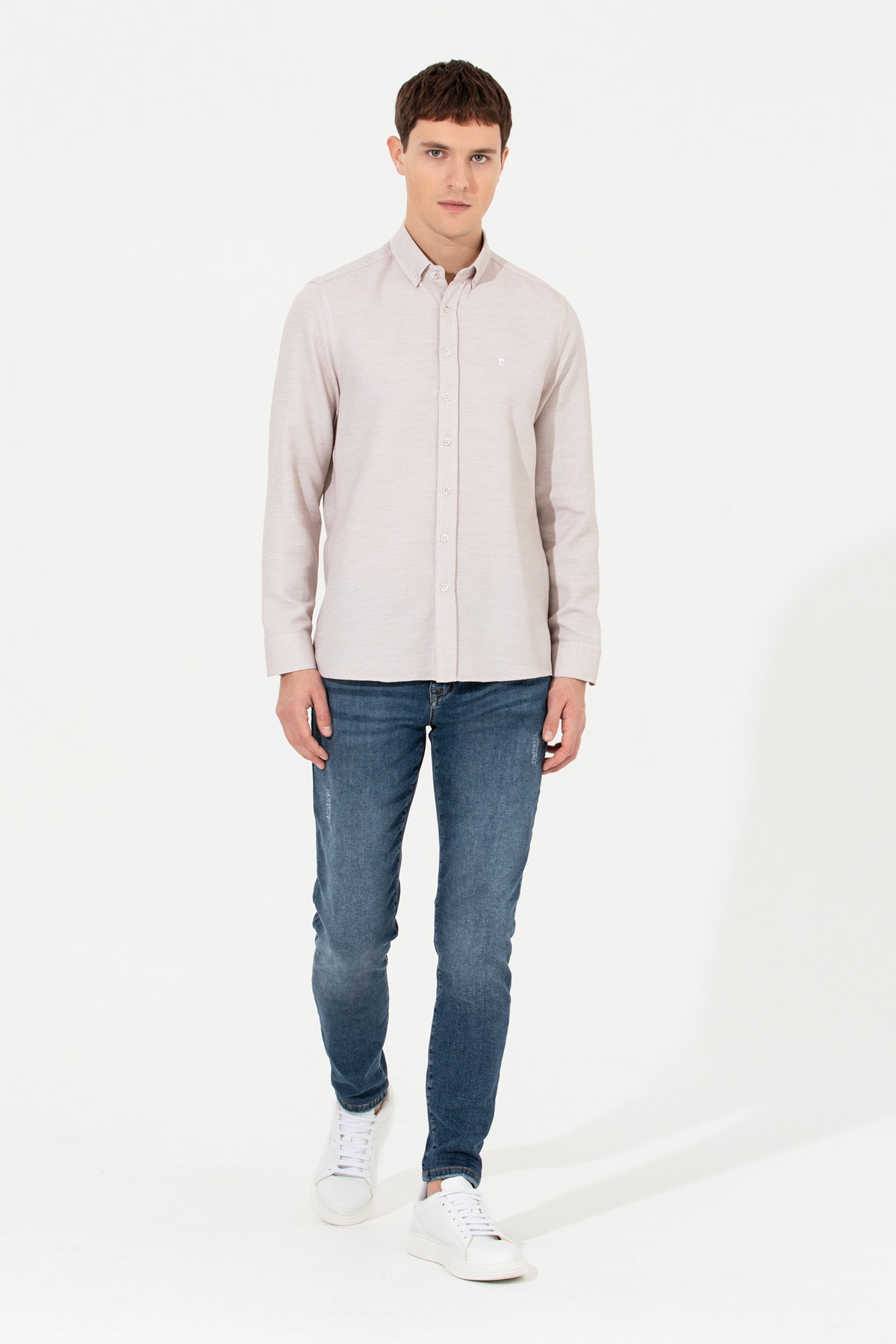 پیراهن پیر کاردین مردانه Pamuk - Poliamid قهوه ای  راسته Slim Fit/اسلیم فیت    Slim/اسلیم فیت Daily/روزانه | Pierre Cardin G021GL004.000.1471786 TR - تصویر 3