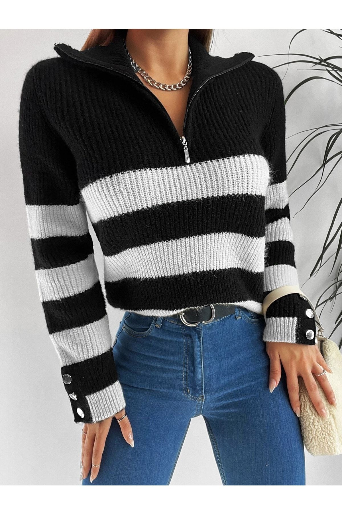 Bianco Lucci Pullover Schwarz Regular Fit