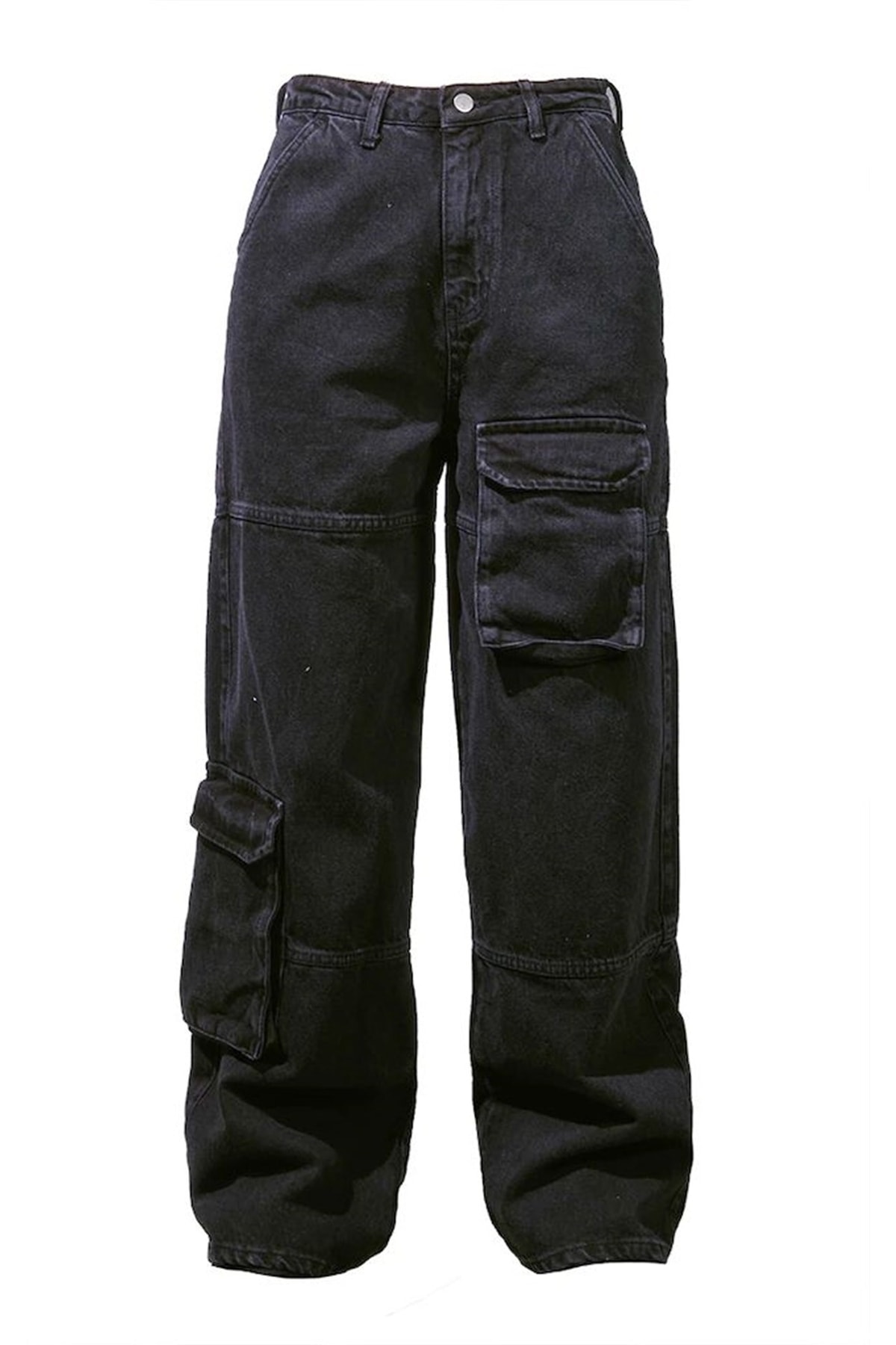 Touz Moda Y2k Recycled Black Cargo Pocket Wıde Leg Unisex Jean