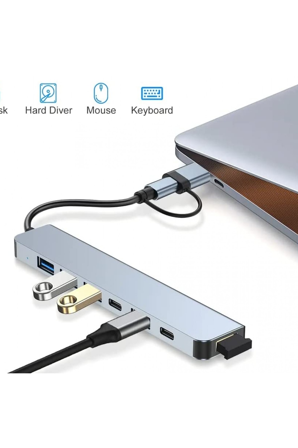 Hobimtek-7 في 1 USB / Type-C إلى USB C. A، USB 2.0 / 3.0 محول محول متعدد المنافذ التوصيل والتشغيل محول USB 2
