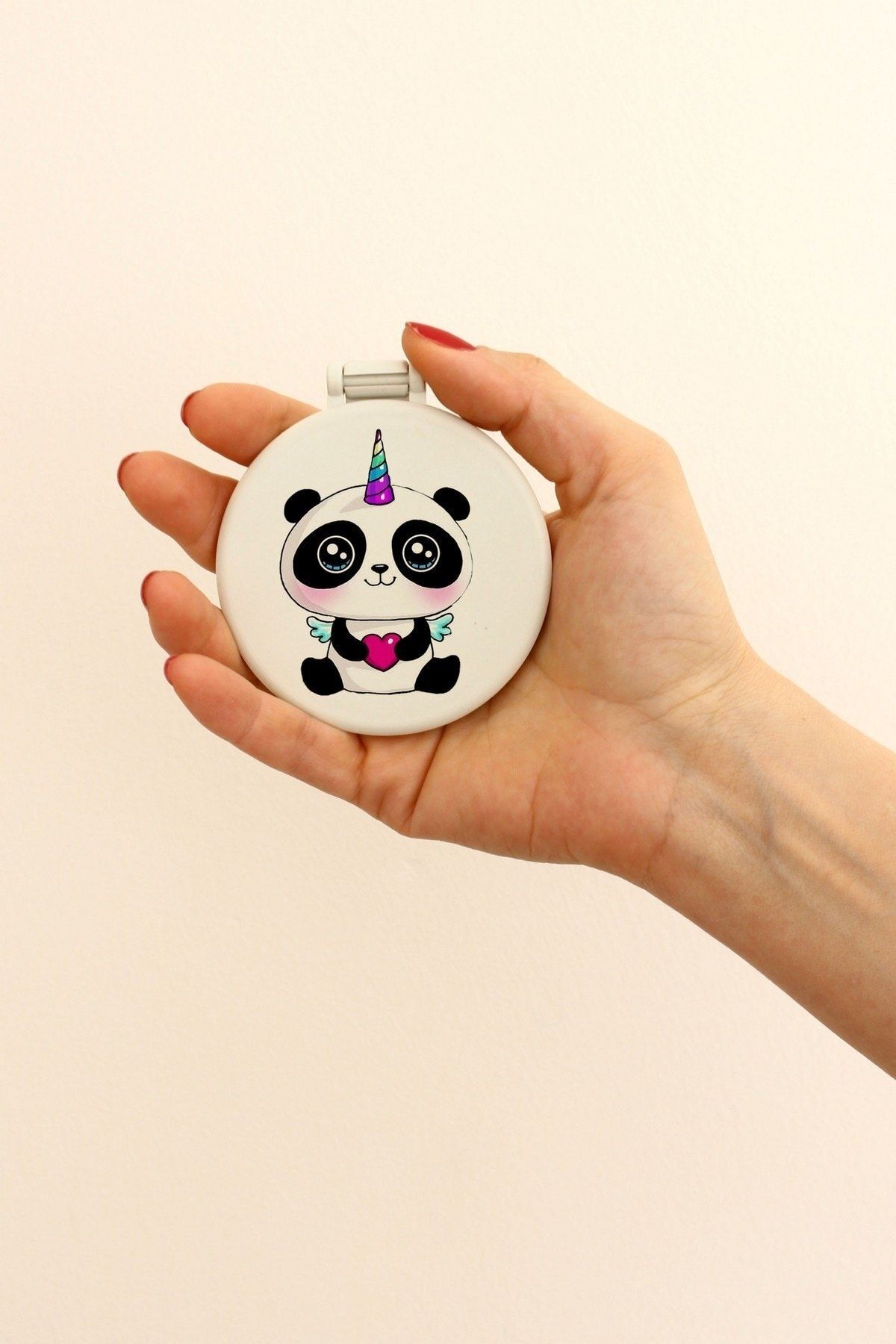 WuW-Unicorn Panda Patterned Small Makeup Mirror in a Bag 2