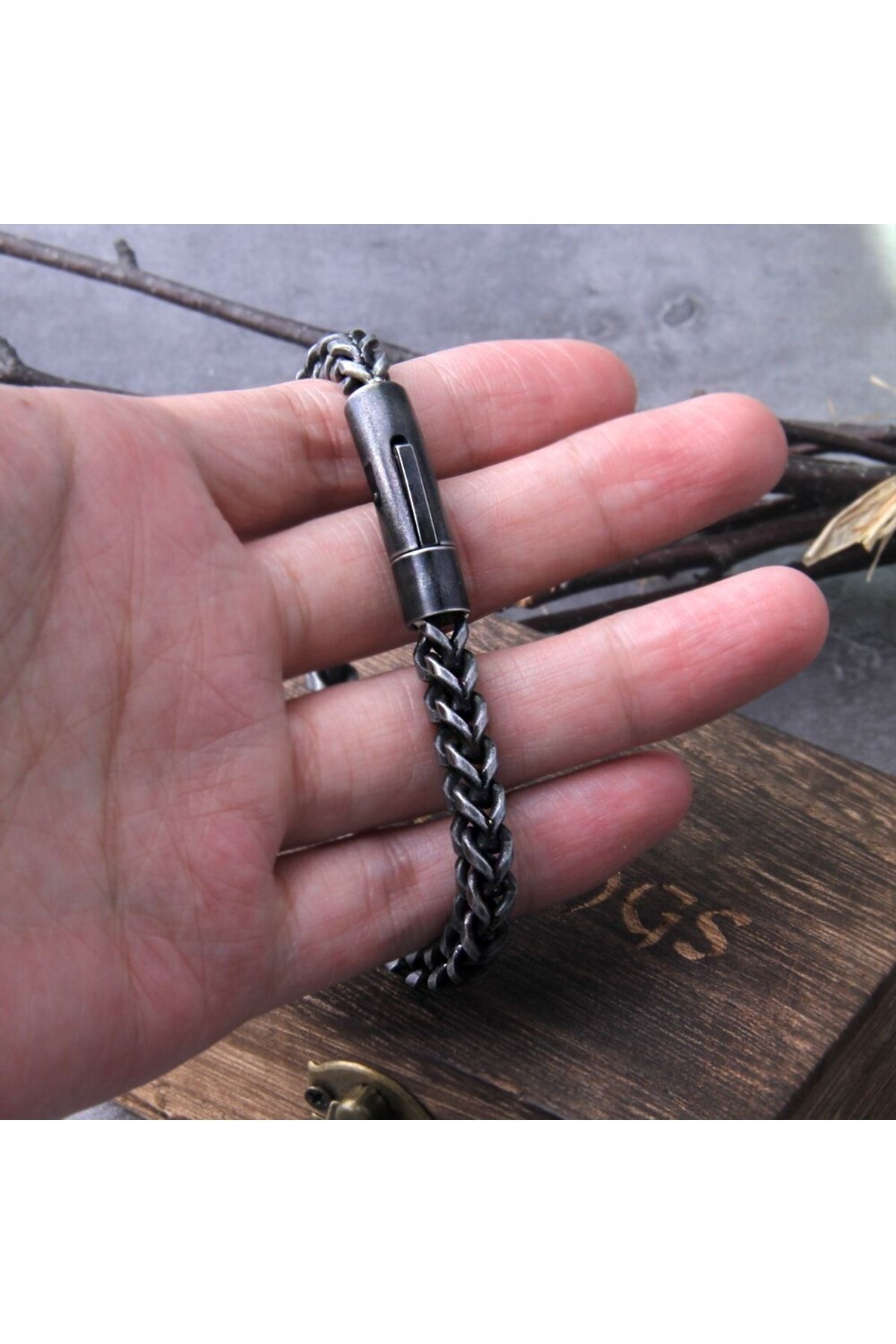 Viking Anthracite Knitted Square Design Biker Men s Steel