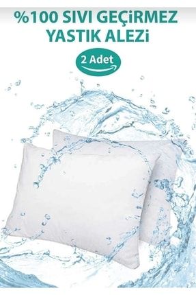 100% Pamuklu Sıvı Geçirmez Yastık Alezı 2 Adet 50x70cm Ebatında Beyaz Düz renk-T