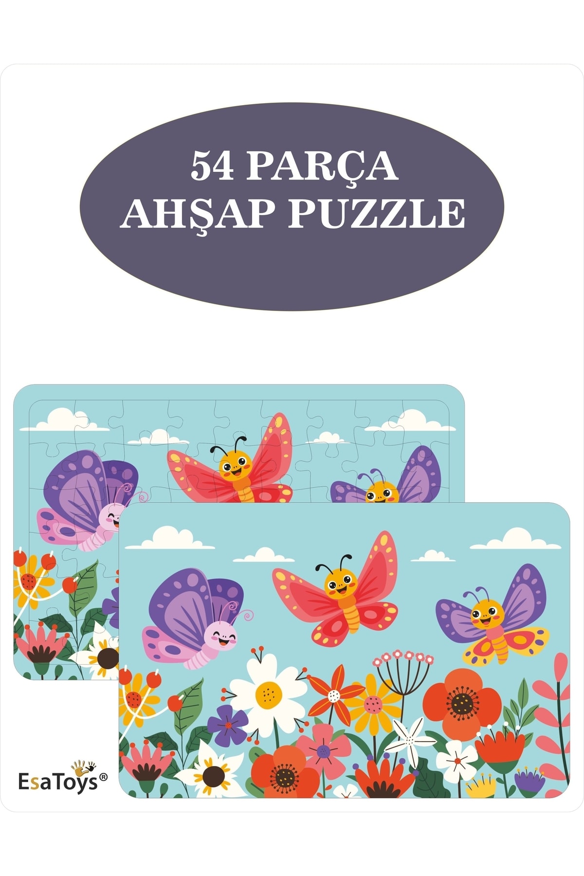 esatoys Ahşap 54 Parça Çocuk Puzzle