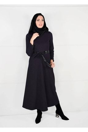 Kadın Mor (K.MOR) Suni Deri Kuşaklı Elbise 8988 18KELBTR8988