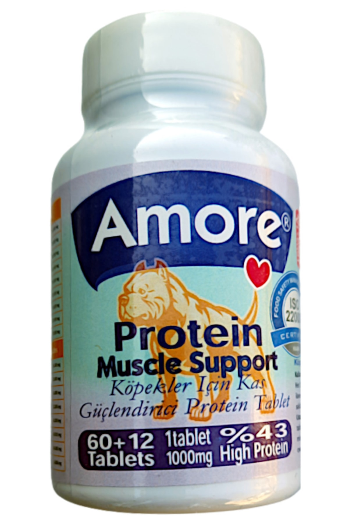 AMORE Köpek Kas Desteği Protein Vitamin Xl Tableti 72 Adet 1000 Mg Muscle Support Extra Large Tabs