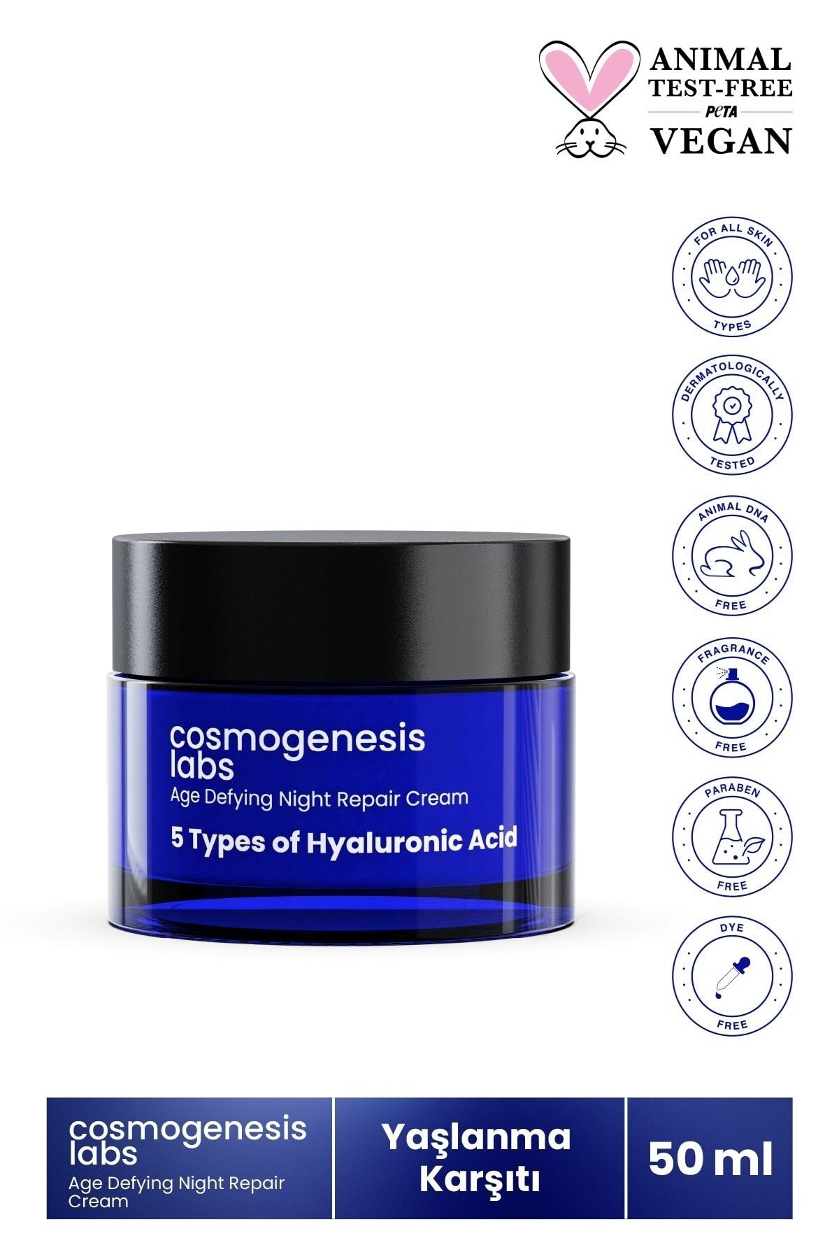 Cosmogenesis Labs Yaşlanma Karşıtı Gece Onarım Kremi 50ml Yoğun Nemlendirici Dengeleyici Gençleştiren Ve Yenileyici