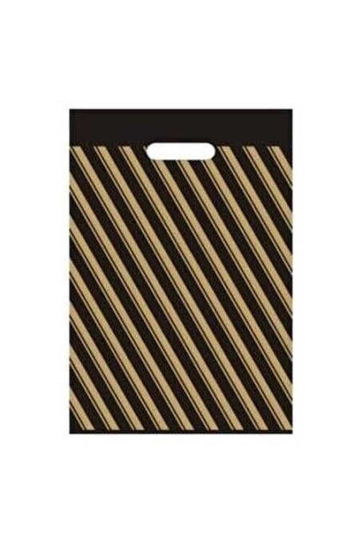 eylül ambalaj 33*45 3 No Siyah Takviyeli Çizgili Mağaza Poseti 50x20 Paket Toplam 1000 Adet