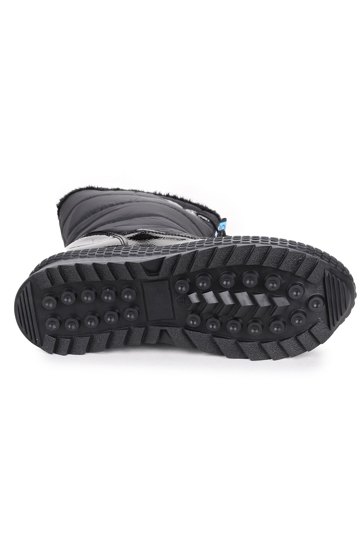 WOGGO-Schwarze Schneestiefel aus Lackleder für Damen mit Fell an der Innenseite, Reißverschluss, wasser- und kältebeständig 6
