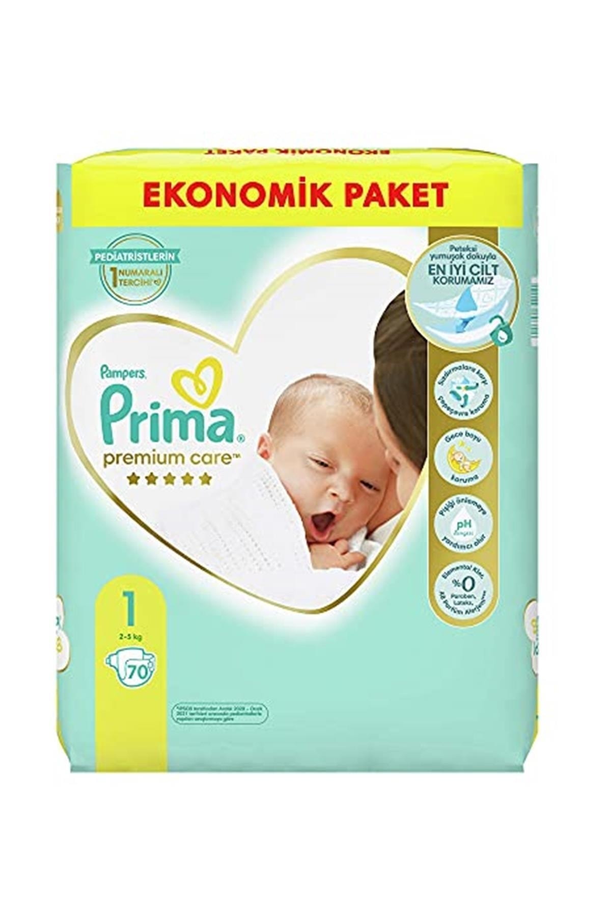 Prima Bebek Bezi Premium Care 1 Beden Yenidoğan, Ekonomik Paket, 70 Adet UX9487