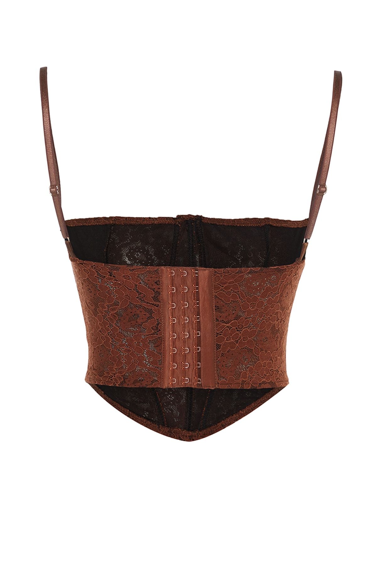Trendyol Collection-Bustieră din dantelă tricotată - maro, detaliat corset, grafic TPRAW23BS00072 7
