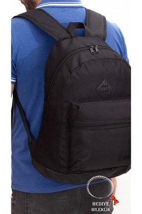 Alva Clup Backpack Unisex Sırt Çantası Siyah (okul,spor,laptop,notebook),(45x35cm) laptop02