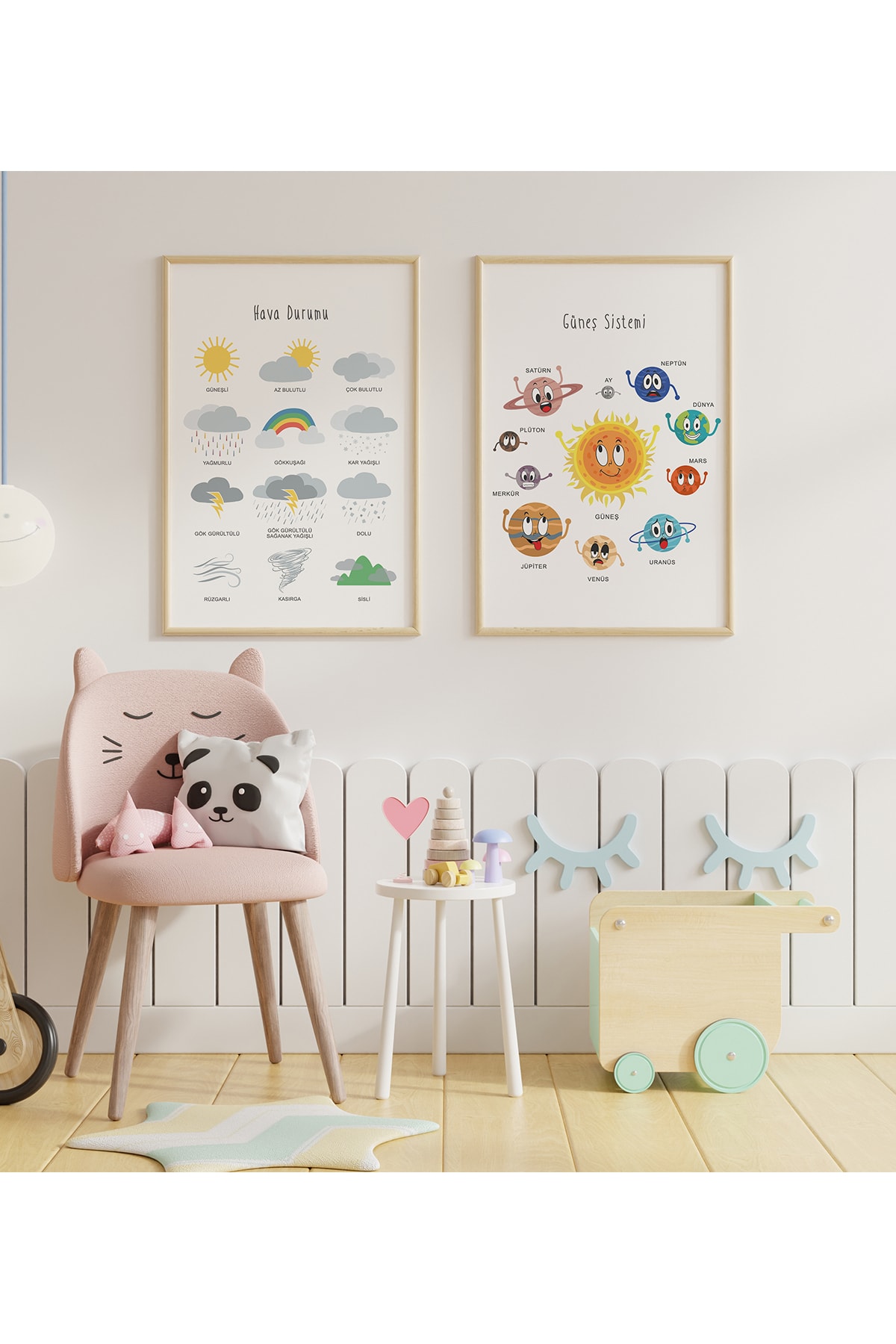 Montessori Studio Montessori 2'li Gezegenler Hava Durumu Eğitimi Ve Çoçuk Odası Dekoratif Poster Tablo Seti