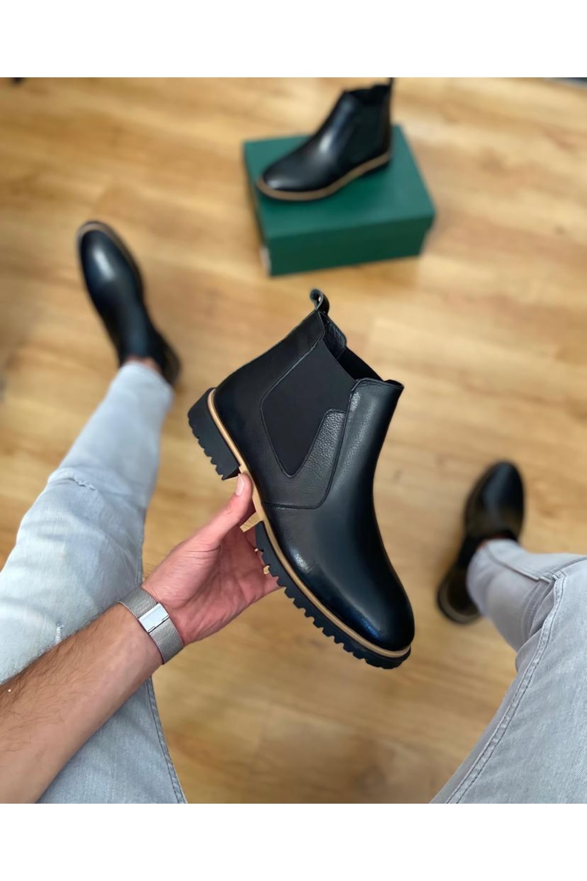 بوت مردانه مشکی Taşpınar Ayakkabı | 1312 اورجینال - تصویر 2