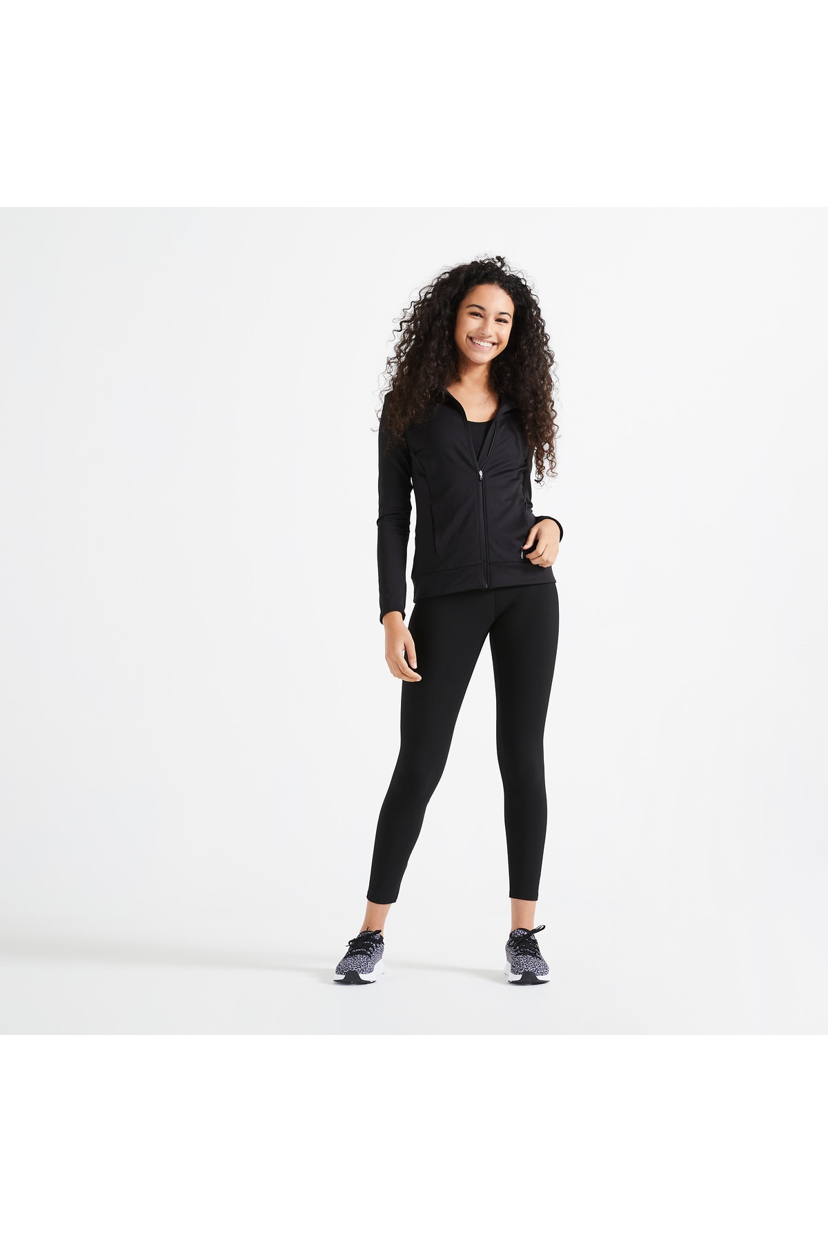 Decathlon Domyos Kadın Siyah Fermuarlı Sweatshirt 100 - Fitness Kardiyo