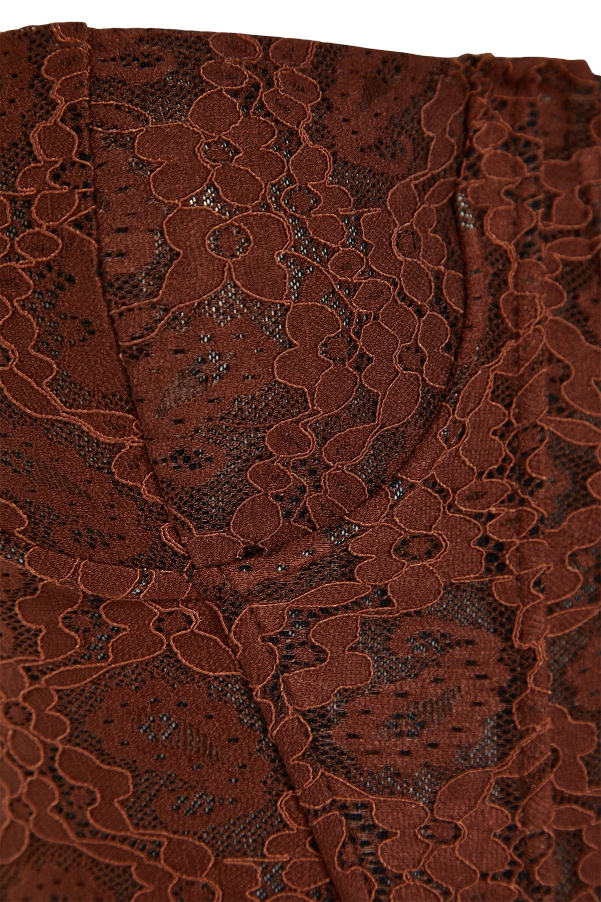 Trendyol Collection-Bustieră din dantelă tricotată - maro, detaliat corset, grafic TPRAW23BS00072 6