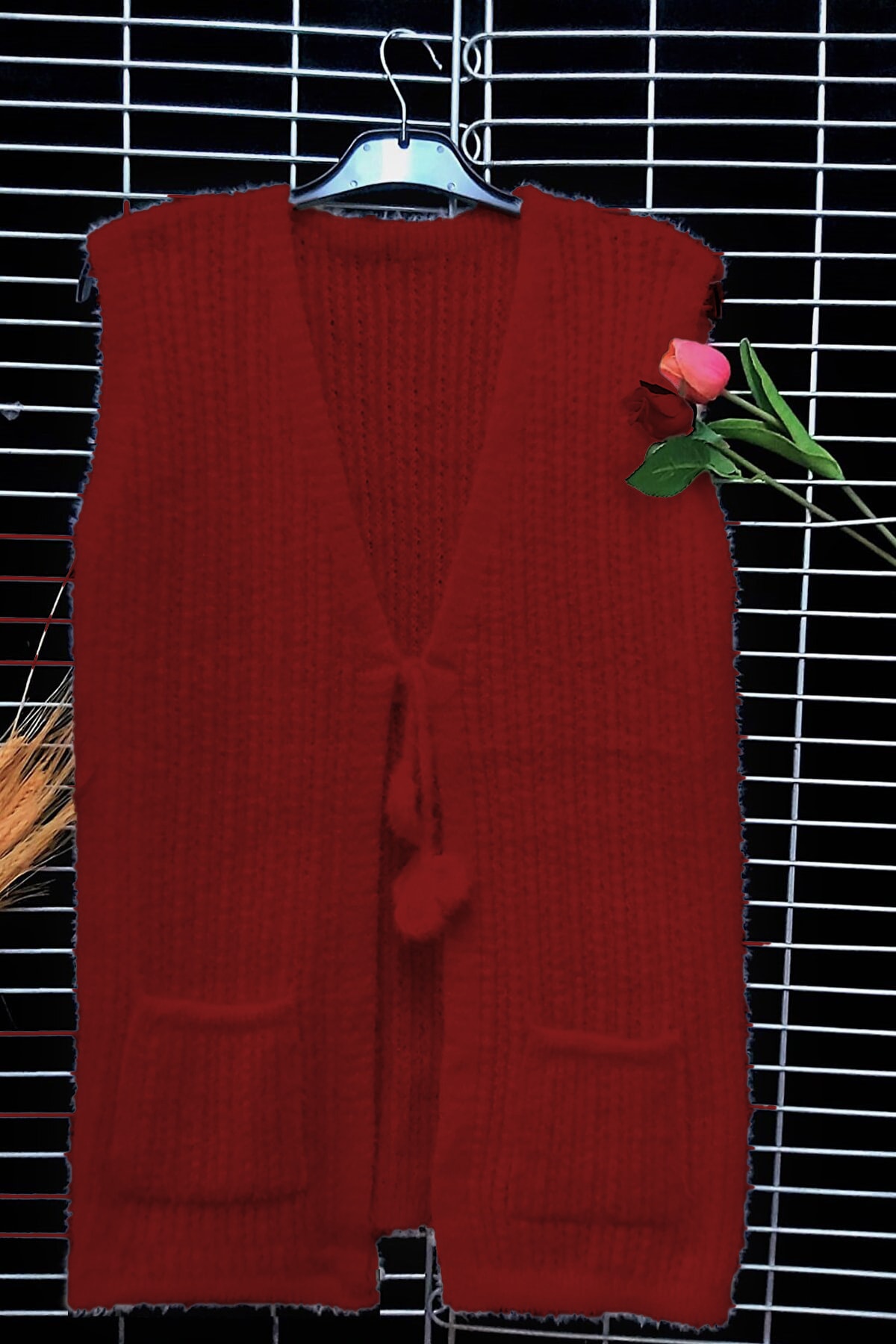 Women's Vest with Soft Knitted Pockets, Knitwear Soft Vest