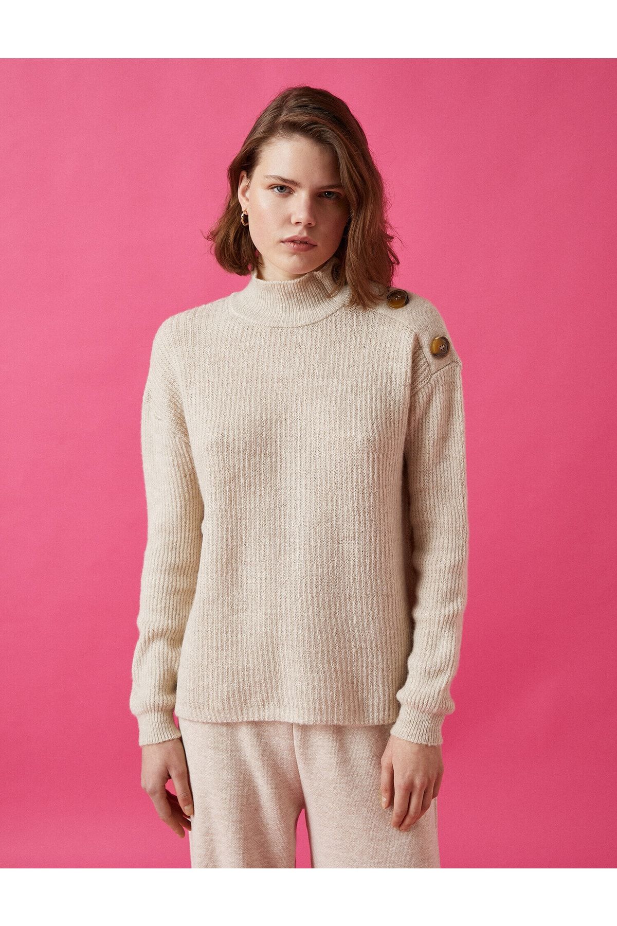 Koton Pullover Ecru Regular Fit Fast ausverkauft NW7835