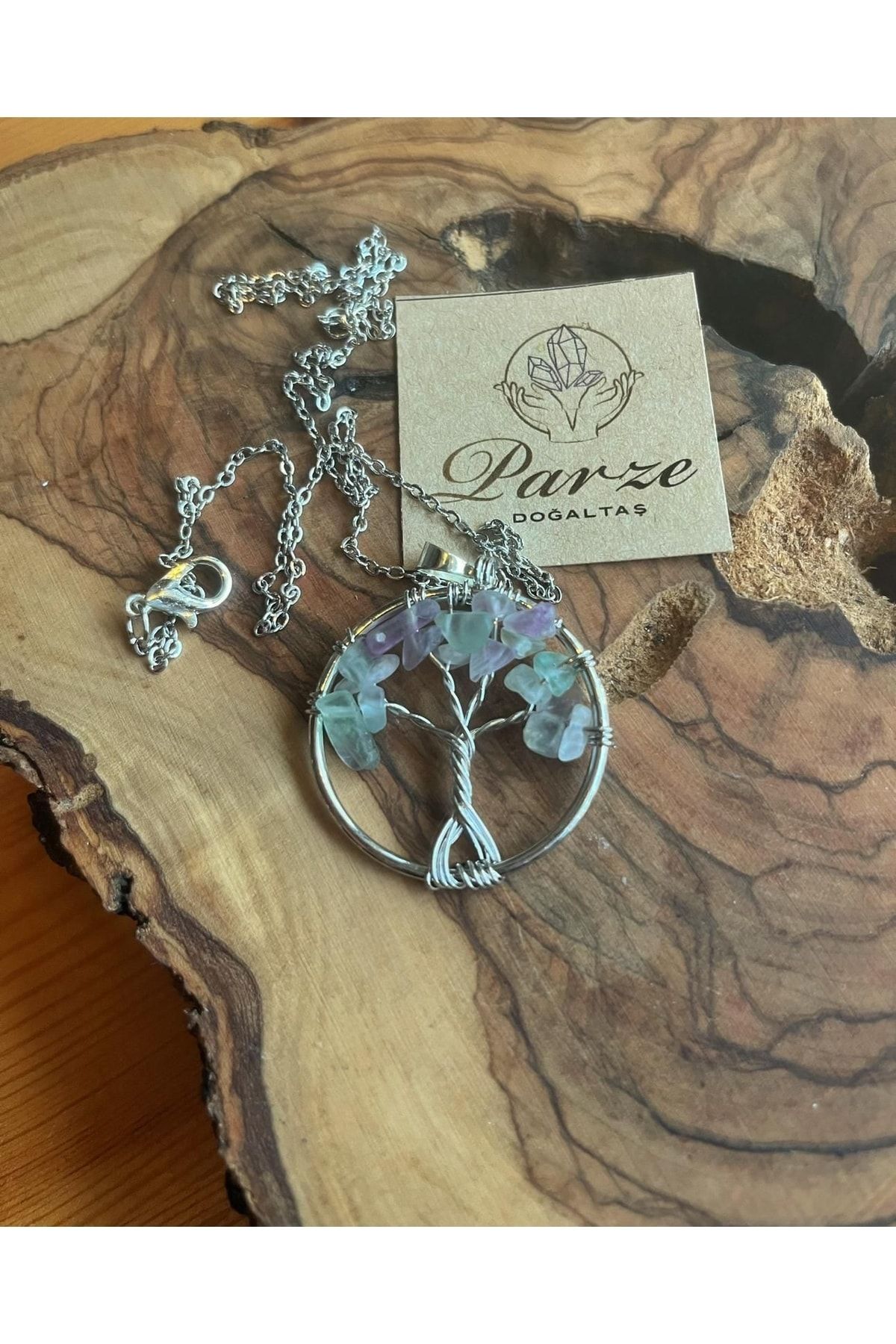 Tree of life shop pendant with gemstones