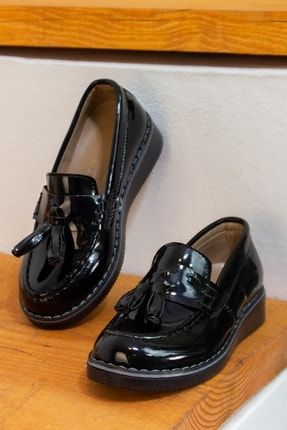 Corcik Model Erkek Çocuk Okul Düğün Ayakkabı Rugan Siyah C2-S0003-00006