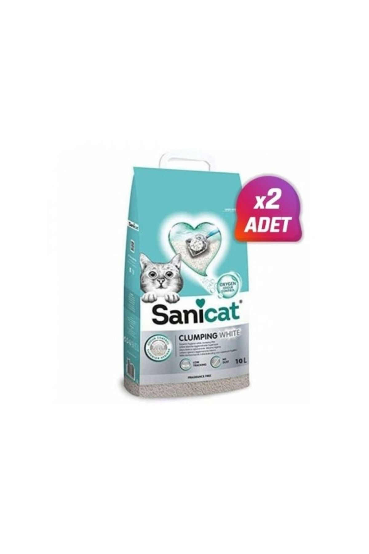 2 Adet - Clumping White Cotton Fresh Oksijen Kontrol Süper Topaklanan Kedi Kumu 10 Lt