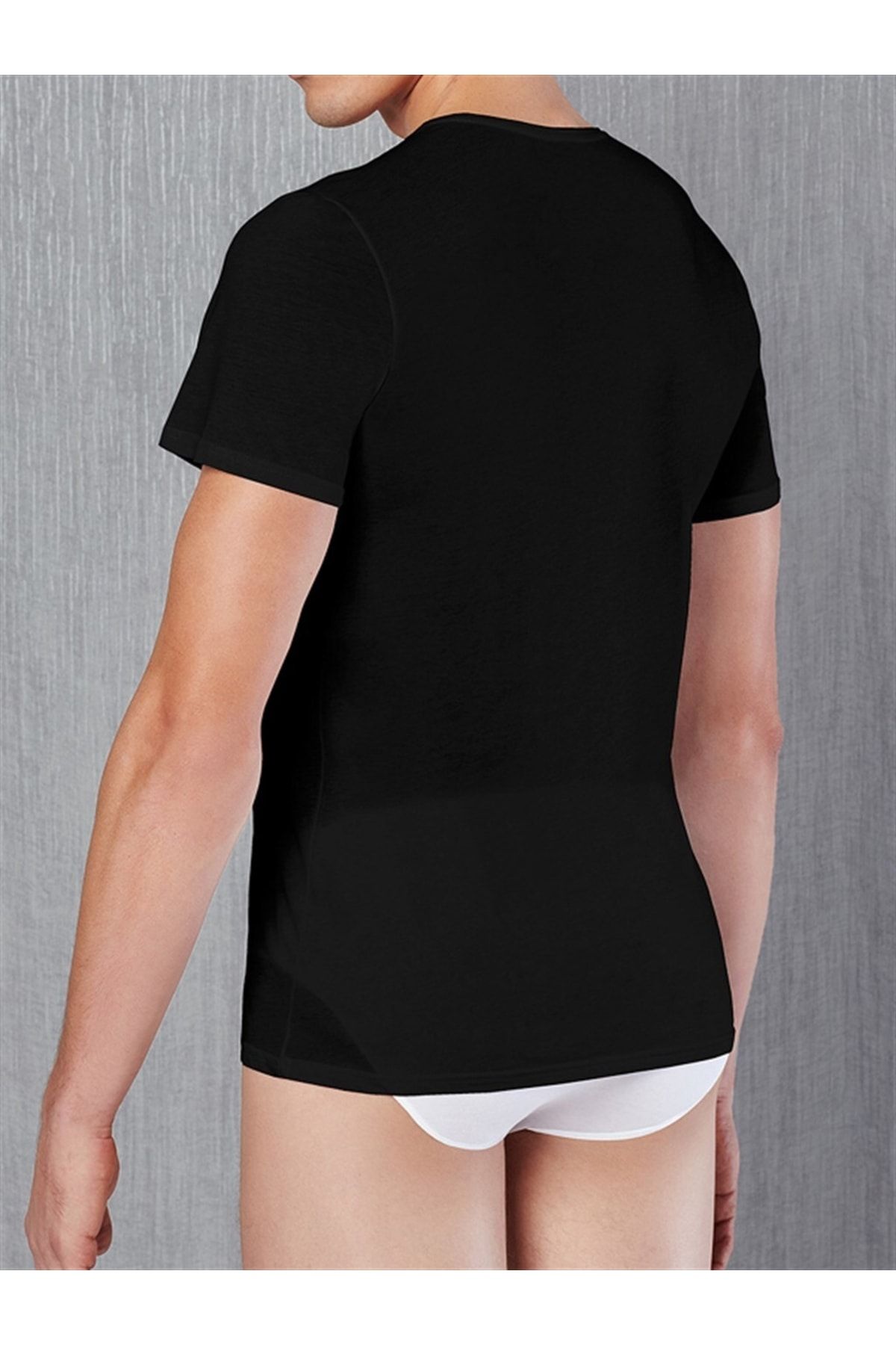 Doreanse-Men's Black Cotton Fabric T-shirt 2