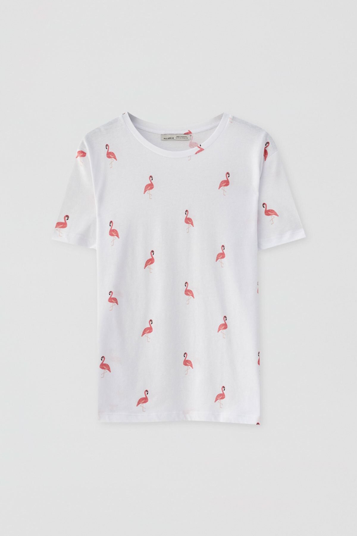 Pull Bear Kadin Flamingo Desenli Basic T Shirt 05236382 Trendyol