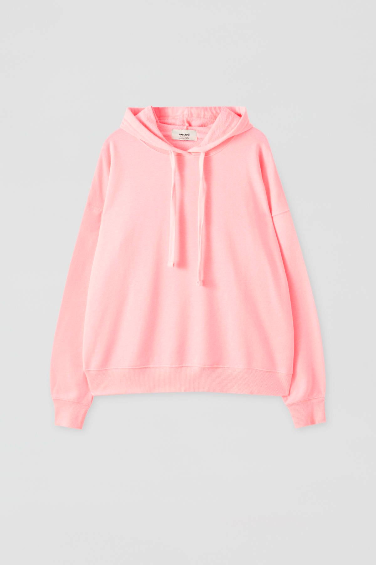 Pull Bear Kadin Neon Pembe Kapusonlu Basic Sweatshirt 05596379 Trendyol