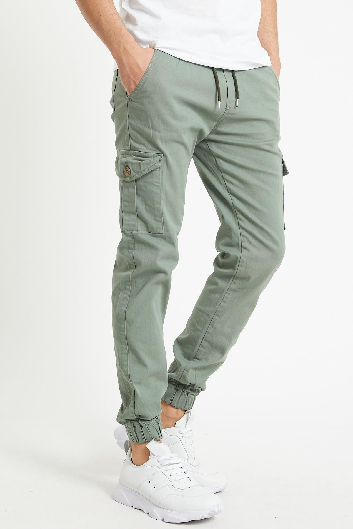 Serseri Slim Fit None Denim Yandan Cepli Bel Bagcikli Pacalari Lastikli Esnek Kumas Erkek Kargo Pantolon Trendyol
