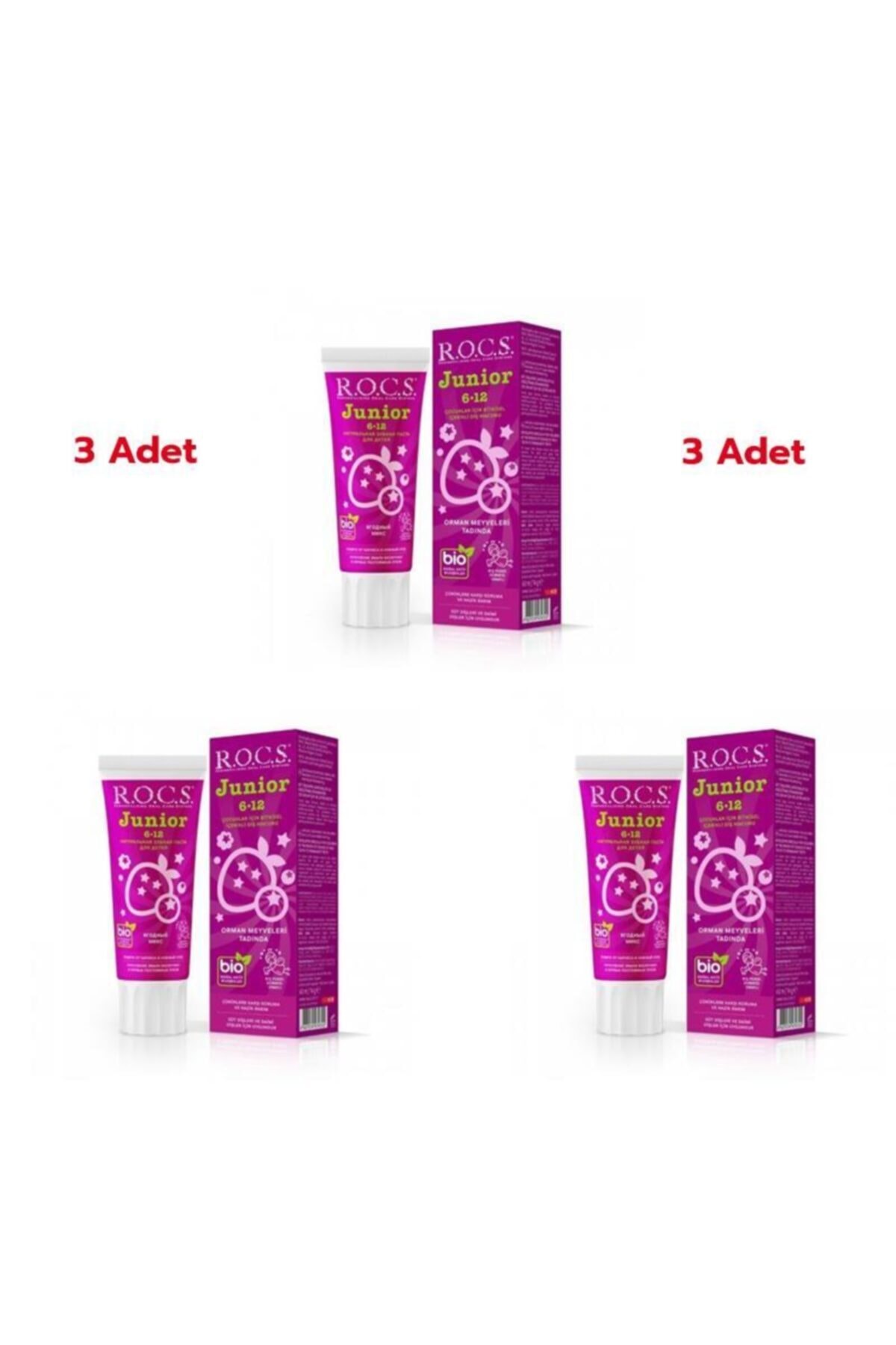 R.O.C.S. Rocs Junior 6-12 Yaş Orman Meyveli Diş Macunu 60 Ml 3 Adet Skt 06/2022