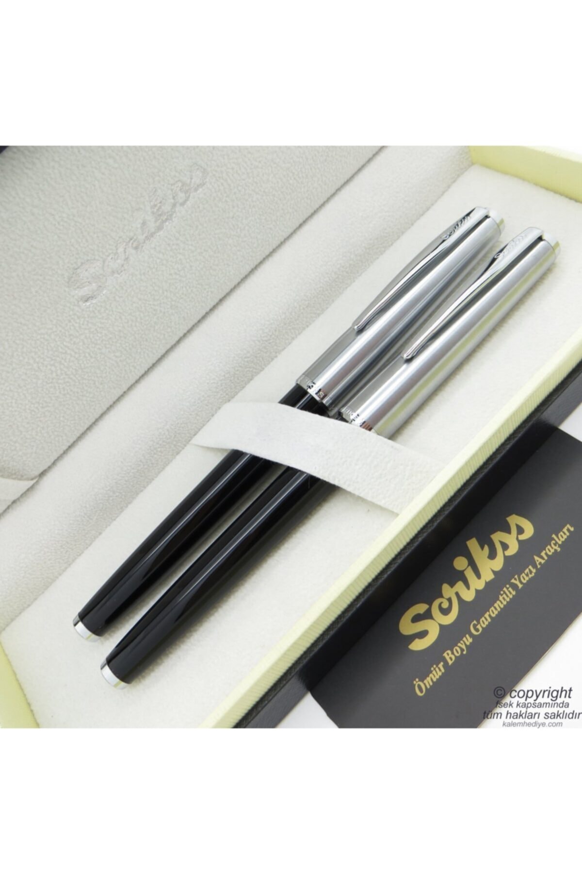 Scrikss 78 Siyah Dolma Kalem + Roller Kalem Seti | Metropolis | Isme Özel Kalem | Hediye Kalem