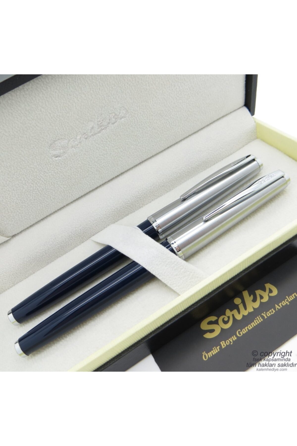 Scrikss 78 Lacivert Dolma Kalem + Roller Kalem Seti | Metropolis | Isme Özel Kalem | Hediye Kalem