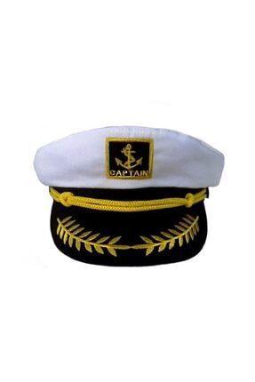 Beyaz Renk Bayan Denizci Kaptan Şapkası Yetişkin 57 Cm Çap BP102301KPTN
