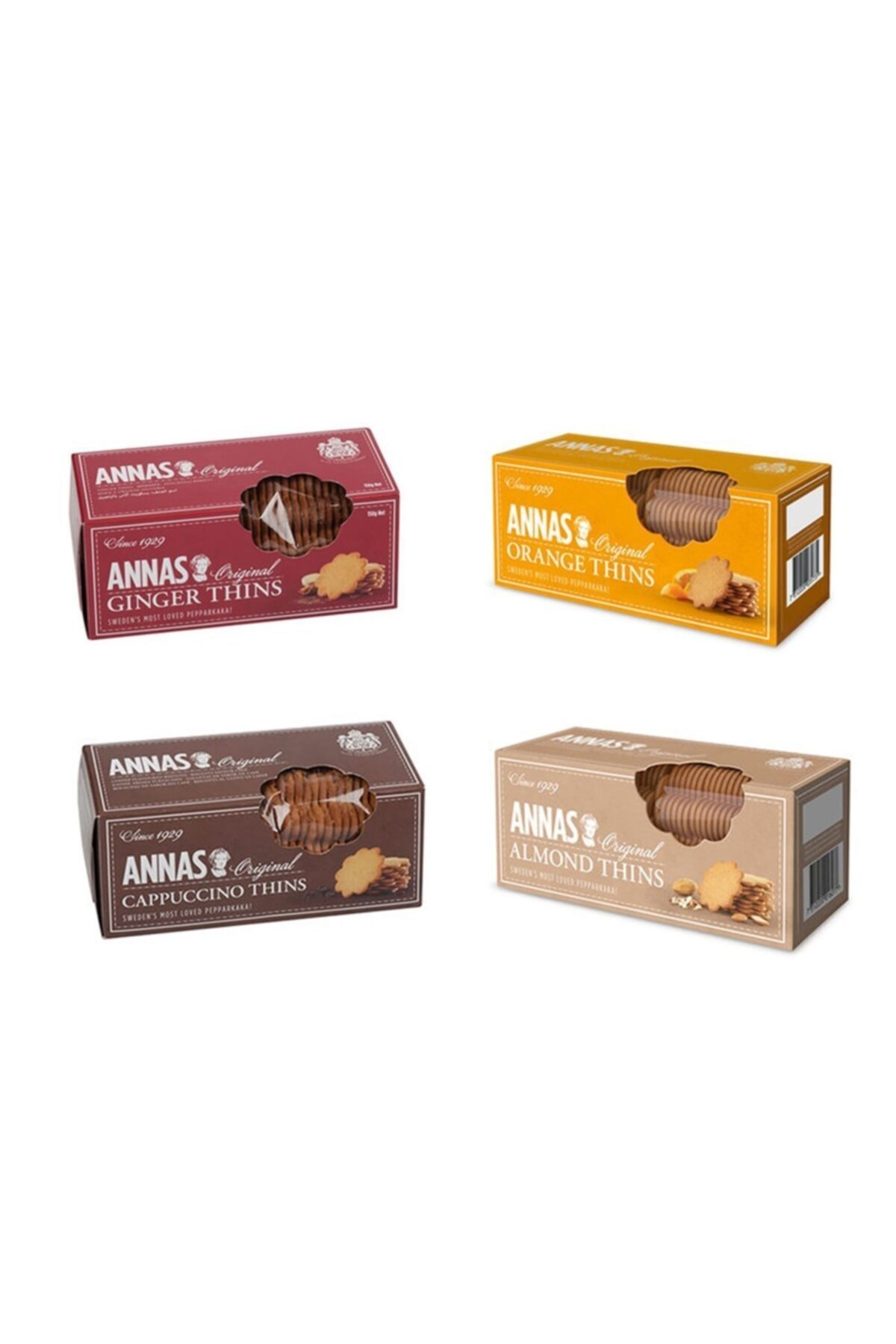 Anna 's Portakal, Badem, Zencefil, Cappuccino Bisküvi 4'lü Paket