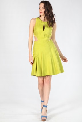 Yeşil Volanlı Elbise 19Y5795