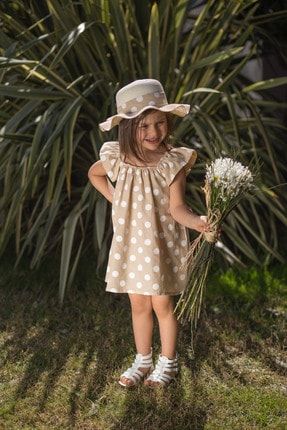 Karamel rengi kız çocuk elbise Lori JS2032