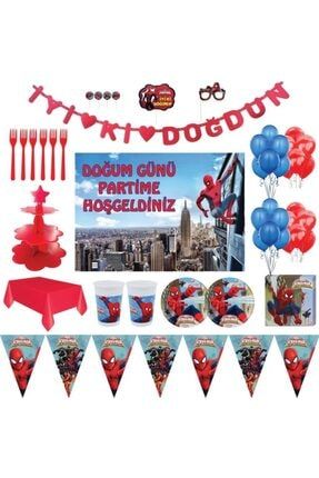 Spiderman Orumcek Adam Luks Dogum Gunu Parti Malzemeleri Seti Sus 8 Kisilik Trendyol